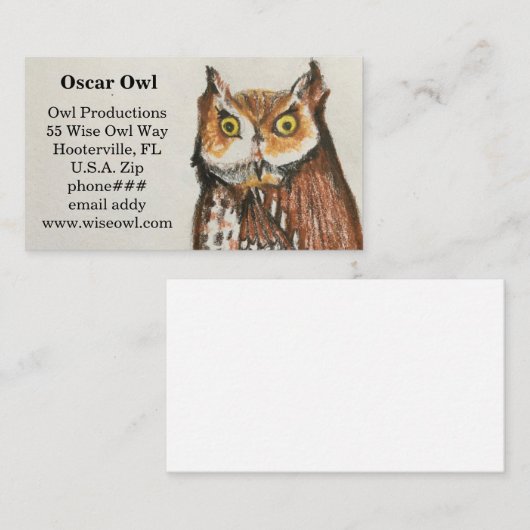 フクロウ名刺茶色の賢いフクロウ 名刺 (正面/裏面)