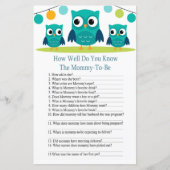 フクロウ君は赤ちゃんシャワーゲームをどれだけ知っているか (正面)