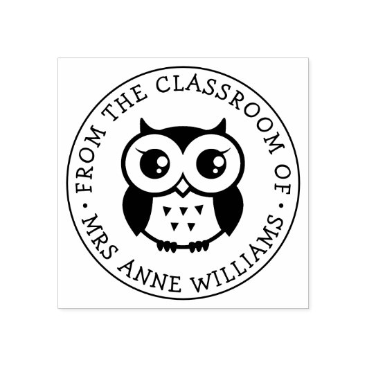 フクロウ図書室の教室からの先生 ラバースタンプ (インプリント)