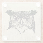 フクロウ図解入りの、写真付きのの芸術 ガラスコースター (裏面)