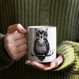 フクロウ図解入りの、写真付きのムグ コーヒーマグカップ