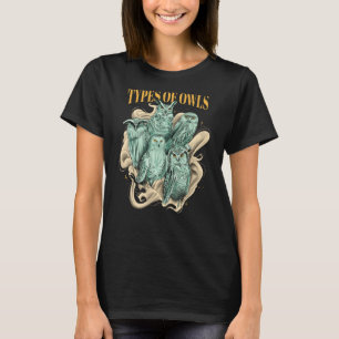 フクロウ型夜行性フクロウ鳥餌野外鳥 Tシャツ