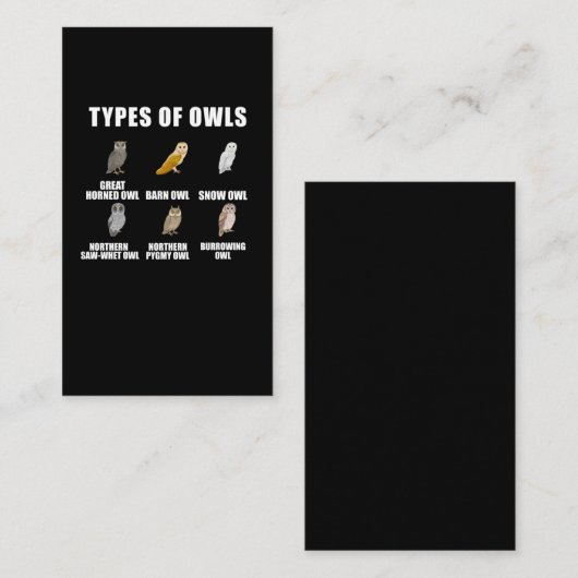 フクロウ型雪舎の鳥観察愛鳥 名刺 (正面/裏面)