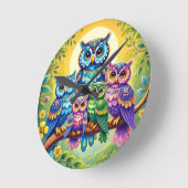 フクロウ壁時計 ラウンド壁時計 (傾斜)
