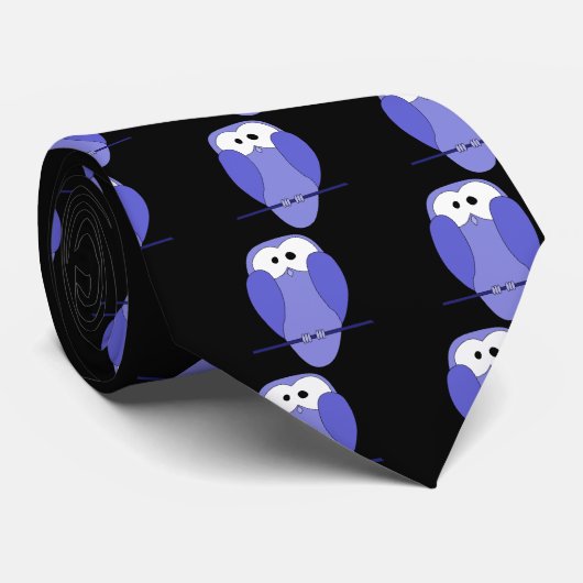 フクロウ夜。青と黒 ネクタイ (ロール)