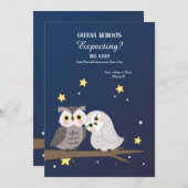 フクロウ夫婦の妊娠の発表 招待状 (正面/裏面)