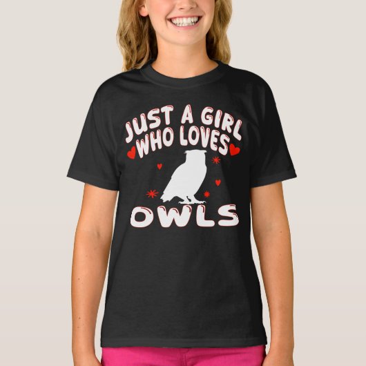 フクロウ好き女子 Tシャツ (正面)