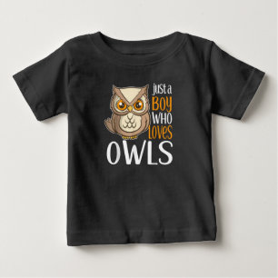 フクロウ好き かわいいフクロウが好きな少年だけ ベビーTシャツ