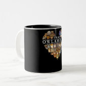 フクロウ好き|フクロウの動物の鳥の贈り物自然 ツートーンマグカップ (正面左)