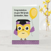 フクロウ姉等卒業8級卒業カード カード (黄色い花)