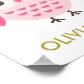 フクロウ子供部屋アートを女の子に ポスター (角)