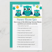 フクロウ子供部屋韻クイズベビーシャワーゲーム (正面/裏面)