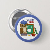 フクロウ学士卒業 缶バッジ (正面&裏面)