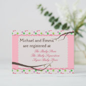 フクロウ家族のベビーシャワーの登録カード エンクロージャーカード (スタンド正面)