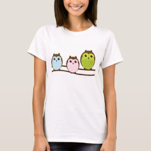 フクロウ家族の愛らしいTシャツ Tシャツ