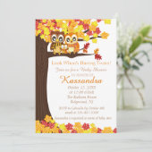 フクロウ家族の木の双子ベビーシャワー招待状 招待状 (スタンド正面)