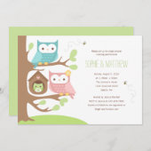 フクロウ家族の木の赤ちゃんシャワー招待状 招待状 (正面/裏面)