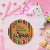 フクロウ家族感謝祭ターキーディナー ペーパープレート (パーティー)