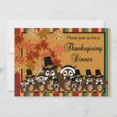フクロウ家族感謝祭ターキーディナー 招待状 (正面)
