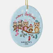 フクロウ家族5人の家族クリスマス セラミックオーナメント (右)