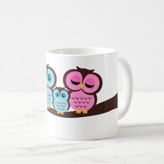 フクロウ家族 コーヒーマグカップ (正面右)