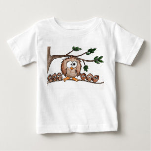 フクロウ家族 ベビーTシャツ
