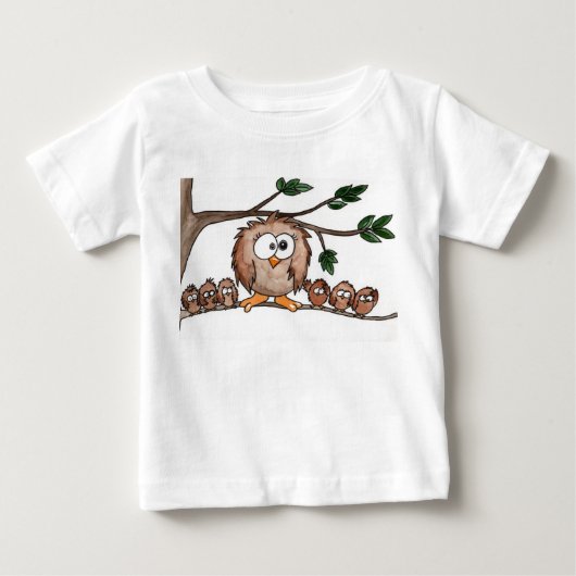 フクロウ家族 ベビーTシャツ (正面)
