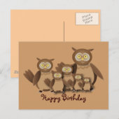 フクロウ家族 ポストカード (正面/裏面)