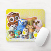 フクロウ家族 マウスパッド (マウス)