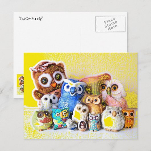 フクロウ家 ポストカード (正面/裏面)