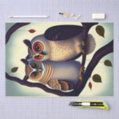 フクロウ対イラストレーションデクページティッシュペーパー 薄葉紙 (クラフト)