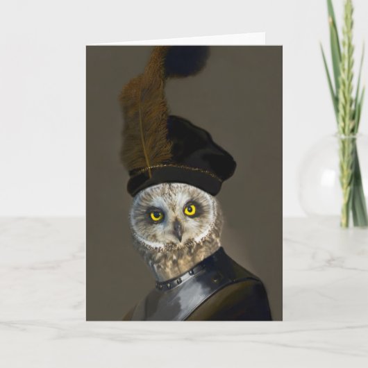 フクロウ将軍 – コンポジッ絵画ト サンキューカード (正面)