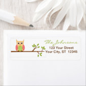 フクロウ差出人住所ラベル – 小さなシール ラベル (インサイチュ)