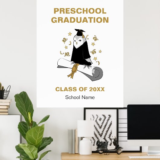 フクロウ幼稚園/幼稚園の卒業式 ポスター (ホームオフィス)