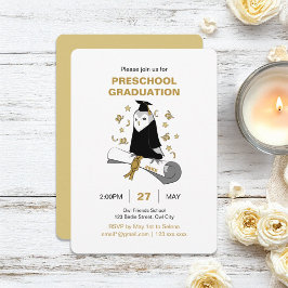 フクロウ幼稚園/幼稚園の卒業式 招待状