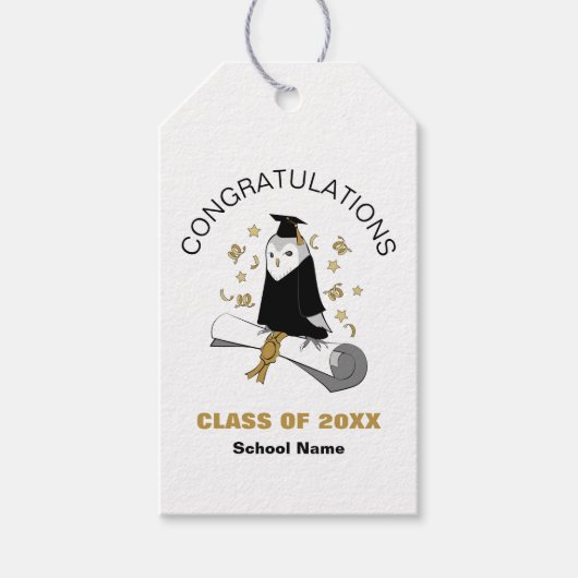 フクロウ幼稚園/幼稚園卒業パーティー ギフトタグ (正面)