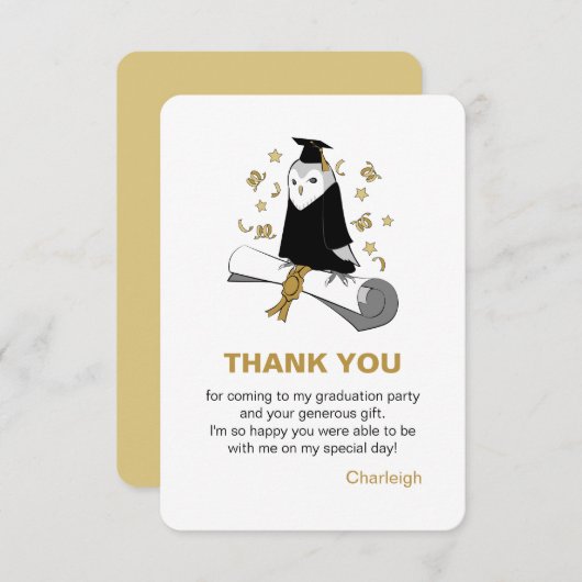 フクロウ幼稚園/幼稚園卒業 サンキューカード (正面/裏面)