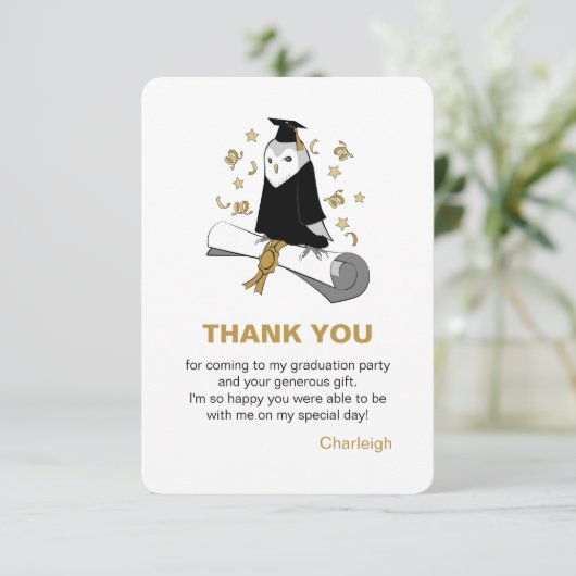 フクロウ幼稚園/幼稚園卒業 サンキューカード (スタンド正面)