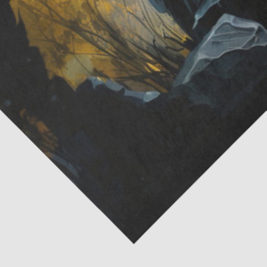 フクロウ幽霊のよく出るォレストウォーターカラー20x30デコページ 薄葉紙 (詳細)