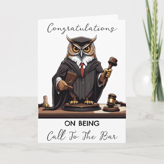 フクロウ弁護士がバーおめでとうカードを呼ぶ カード (正面)