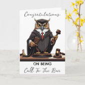 フクロウ弁護士がバーおめでとうカードを呼ぶ カード (黄色い花)