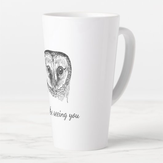 フクロウ引用文 カフェラテマグ (右アングル)