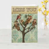 フクロウ恋しく思の木 カード (黄色い花)