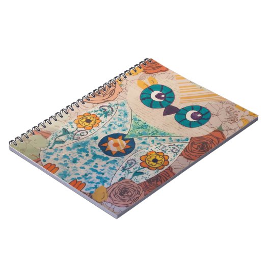 フクロウ愛好家のためのミックスメディアフクロージャーナル ノートブック (左側)