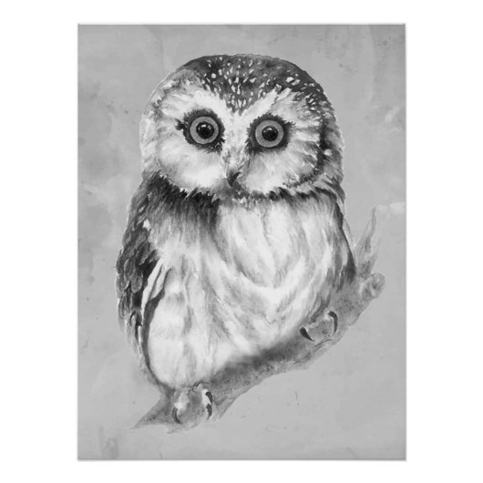 フクロウ愛好家のためのミニマルな水彩プリントアート」 ポスター (正面)