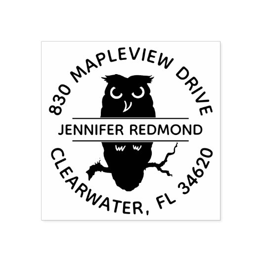 フクロウ愛好家の返送先ゴム印 ラバースタンプ (インプリント)