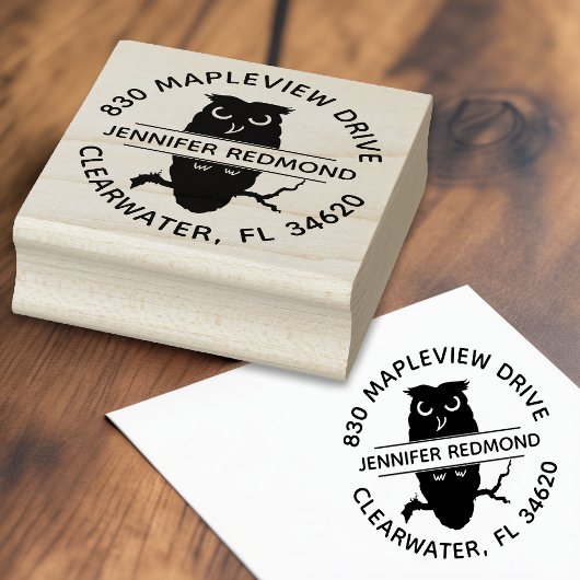 フクロウ愛好家の返送先ゴム印 ラバースタンプ