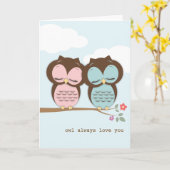 フクロウ愛鳥カードを常に愛します カード (黄色い花)