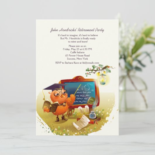 フクロウ教授の退職パーティの招待状 招待状 (スタンド正面)