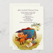 フクロウ教授の退職パーティの招待状 招待状 (正面/裏面)